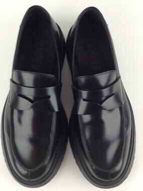 CAMPER Walden Black Leather Lug Chunky Sole Loafers